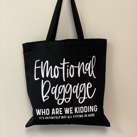 Handbags - NEW Cotton Canvas Tote Bag in Black~ Emotional Baggage🖤